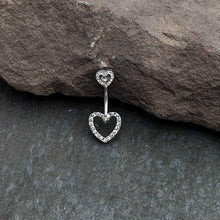 Load image into Gallery viewer, Clear Gem Open Heart Valentine Double Mount Belly Ring