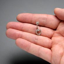Load image into Gallery viewer, Clear Gem Open Heart Valentine Double Mount Belly Ring