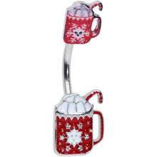 Load image into Gallery viewer, Sweet Red Hot Cocoa Marshmallow Holiday Double Mount Belly Ring