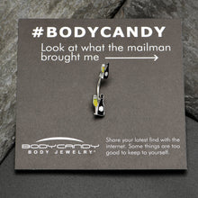 Load image into Gallery viewer, Champagne Bottle Flute Yellow Holiday Double Mount Belly Ring