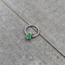 Load image into Gallery viewer, 16G 3/8 Happy Christmas Tree Holiday Hat Hinged Segment Ring