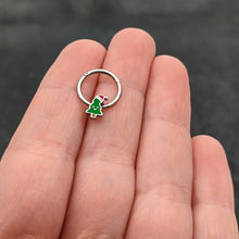 Load image into Gallery viewer, 16G 3/8 Happy Christmas Tree Holiday Hat Hinged Segment Ring