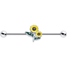 Load image into Gallery viewer, 14G Cheery Inlay Sunflowers Industrial Barbell 38mm