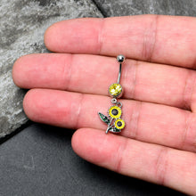 Load image into Gallery viewer, Yellow Gem Cheery Inlay Sunflowers Dangle Belly Ring