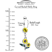 Load image into Gallery viewer, Yellow Gem Cheery Inlay Sunflowers Dangle Belly Ring