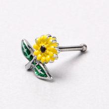 Load image into Gallery viewer, 20G 1/4 Cheery Inlay Sunflower Nose Bone