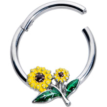 Load image into Gallery viewer, 16G 3/8 Cheery Inlay Sunflowers Hinged Segment Ring
