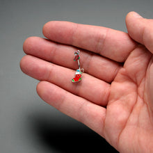 Load image into Gallery viewer, Merry Christmas Stockings Red Green Double Mount Belly Ring