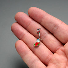 Load image into Gallery viewer, Merry Christmas Stockings Red Green Double Mount Belly Ring