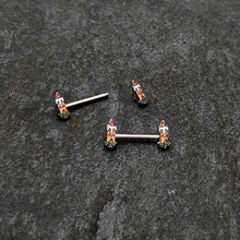 Load image into Gallery viewer, 14G 9/16 Sweet Holiday Christmas Candle Barbell Nipple Ring Set