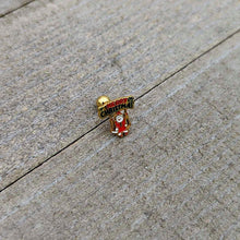 Load image into Gallery viewer, 16G 1/4 Gold Tone Merry Christmas Santa Inlay Cartilage Earring