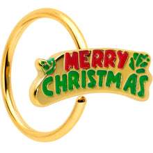 Load image into Gallery viewer, 20G 5/16 Gold Tone Merry Christmas Inlaid Nose Hoop