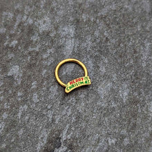 Load image into Gallery viewer, 16G 3/8 Gold Tone Merry Christmas Inlay Hinged Segment Ring