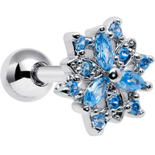 Load image into Gallery viewer, 16G 1/4 Blue CZ Gem Snowflake Blues Cartilage Tragus Earring