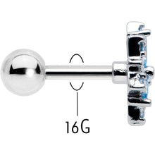 Load image into Gallery viewer, 16G 1/4 Blue CZ Gem Snowflake Blues Cartilage Tragus Earring