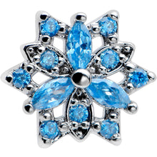 Load image into Gallery viewer, 20G 7mm Blue CZ Gem Snowflake Blues L Shape Nose Ring