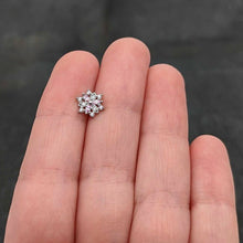 Load image into Gallery viewer, 20G 7mm Pink Clear CZ Gem Snowflake L Shape Nose Ring