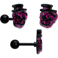 Load image into Gallery viewer, 16G 1/4 Black Halloween Skull Bat Reaper Cartilage Earring Set of 3