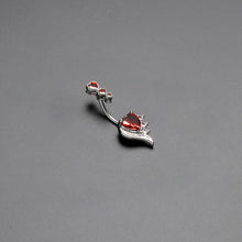 Load image into Gallery viewer, Red CZ Gem Triple Drop Flare Heart Valentine Double Mount Belly Ring