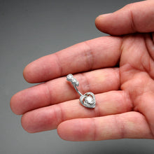 Load image into Gallery viewer, Clear CZ Gem Triple Drop Swirl Heart Valentine Double Mount Belly Ring