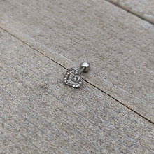 Load image into Gallery viewer, 16G 1/4 Clear Gem Open Heart Valentine Cartilage Tragus Earring