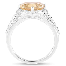 Load image into Gallery viewer, 3.06 Carat Genuine Citrine and White Topaz .925 Sterling Silver Ring