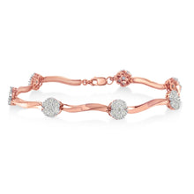 Load image into Gallery viewer, .925 10k Rose Gold Over Sterling Silver 1.0 cttw Diamond Floral Link Bracelet (I-J Color,I3 Clarity)