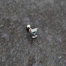 Load image into Gallery viewer, 16G 1/4 Sweet Martini Glass Heart Cartilage Tragus Earring