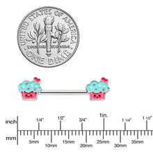Load image into Gallery viewer, 14G 9/16 Sweet Happy Cupcake Barbell Nipple Ring Set