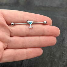 Load image into Gallery viewer, 14G Sweet Martini Glass Heart Industrial Barbell 38mm