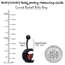 Load image into Gallery viewer, Red CZ Gem Black Scroll Moon Heart Belly Ring
