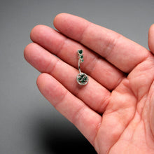 Load image into Gallery viewer, Green Clear Gem Triple Drop Heart Shamrock Double Mount Belly Ring