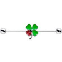 Load image into Gallery viewer, 14G Ladybug Shamrock St Patricks Day Industrial Barbell 38mm
