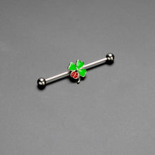 Load image into Gallery viewer, 14G Ladybug Shamrock St Patricks Day Industrial Barbell 38mm