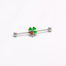 Load image into Gallery viewer, 14G Ladybug Shamrock St Patricks Day Industrial Barbell 38mm