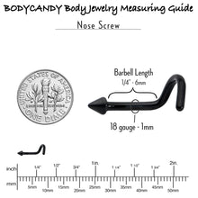 Load image into Gallery viewer, 18G 1/4 Black ASTM F-136 Implant Grade Titanium Cone End Left Side Nose Screw