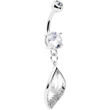 Load image into Gallery viewer, Clear CZ Gem Lush Leaf Dangle Belly Ring