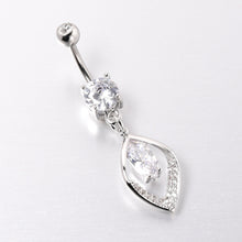 Load image into Gallery viewer, Clear CZ Gem Lush Leaf Dangle Belly Ring