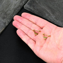 Load image into Gallery viewer, 14G 9/16 Gold Tone Santa Merry Christmas Dangle Nipple Ring Set