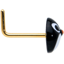 Load image into Gallery viewer, 20G 7mm Gold Tone Round Penguin Face Holiday L Shape Nose Ring