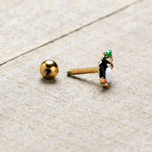 Load image into Gallery viewer, 16G 1/4 Gold Tone Holly Hat Penguin Cartilage Tragus Earring