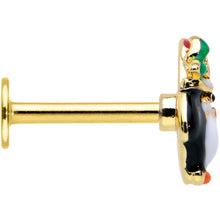 Load image into Gallery viewer, 16G 5/16 Gold Tone Holly Hat Penguin Holiday Labret Monroe Tragus