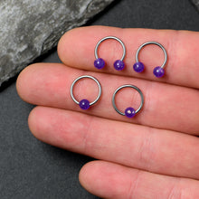 Load image into Gallery viewer, 16G 3/8 Purple Faux Opal Horseshoe BCR Captive Ring Set of 4