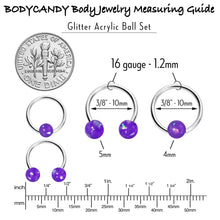 Load image into Gallery viewer, 16G 3/8 Purple Faux Opal Horseshoe BCR Captive Ring Set of 4