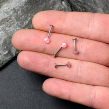 Load image into Gallery viewer, 16G 5/16 3/8 Pink Gem Faux Opal Labret Monroe Tragus Set of 4