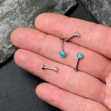 Load image into Gallery viewer, 16G 5/16 3/8 Aurora Gem Green Faux Opal Labret Monroe Set of 4