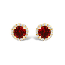 Load image into Gallery viewer, 10K White Gold Purple Amethyst and 1/6 Cttw Diamond Halo Stud Earring