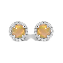 Load image into Gallery viewer, 10K White Gold Purple Amethyst and 1/6 Cttw Diamond Halo Stud Earring