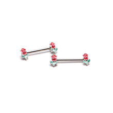 Load image into Gallery viewer, 14G 9/16 Sweet Happy Rose Flower Barbell Nipple Ring Set