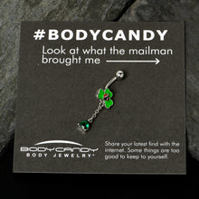 Load image into Gallery viewer, Green Gem Shamrock Ladybug St Patricks Dangle Belly Ring